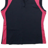 FRED PERRY Womens Navy Blue & Pink Sleeveless Polo Shirt UK 12 Polyamide Blend