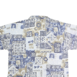 CARIBOU Womens Beige & Blue Pattern Shirt S Short Sleeve Cotton Summer Casual