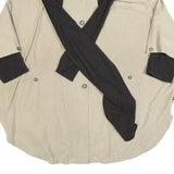 GOLDIX Womens Beige & Black Hooded Button Cotton Blend Jacket XL Casual Stylish