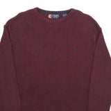 CHAPS Mens Maroon Patterned Cotton Jumper Crew Neck Basic Knit L Comfortable