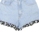 IIT Womens Light Blue Denim Shorts XS W24 Floral Trim Casual Summer