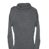 INC Womens Grey Plain Jumper Roll Neck Basic Knit M Ribbed Stretch Fit