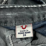True Religion Contrast Stitch Jeans - 35W 30L Grey Cotton