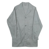 Mens Grey Button Jacket M Polyester Blend Plain Workwear Classic Fit