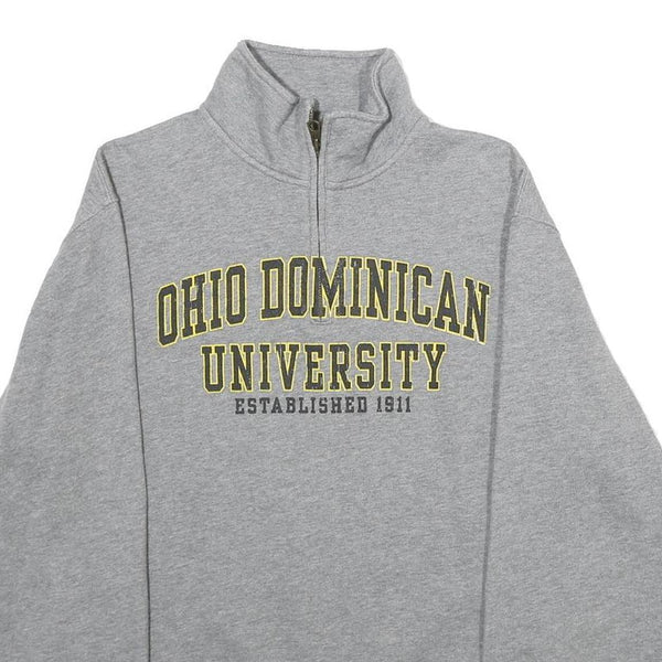 JANSPORT Mens Grey Ohio Dominican University Cotton Blend 1/4 Zip Sweatshirt S