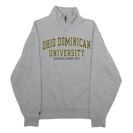 JANSPORT Mens Grey Ohio Dominican University Cotton Blend 1/4 Zip Sweatshirt S