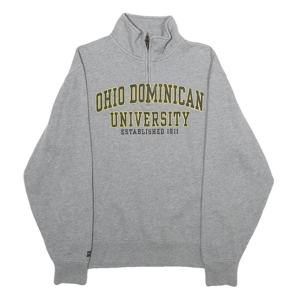 JANSPORT Mens Grey Ohio Dominican University Cotton Blend 1/4 Zip Sweatshirt S