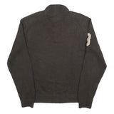 TOMMY HILFIGER Mens Brown Pullover Jumper Patterned Half Zip Rib Knit L Zip Neck