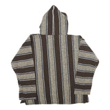 EARTH RAGZ Mens Brown & Cream Striped Pullover Hoodie S Mexican Baja Style