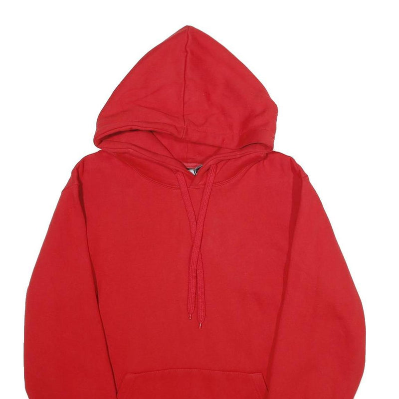 FP142 Mens Red Hoodie M Cotton Blend Pullover Drawstring Pocket Casual