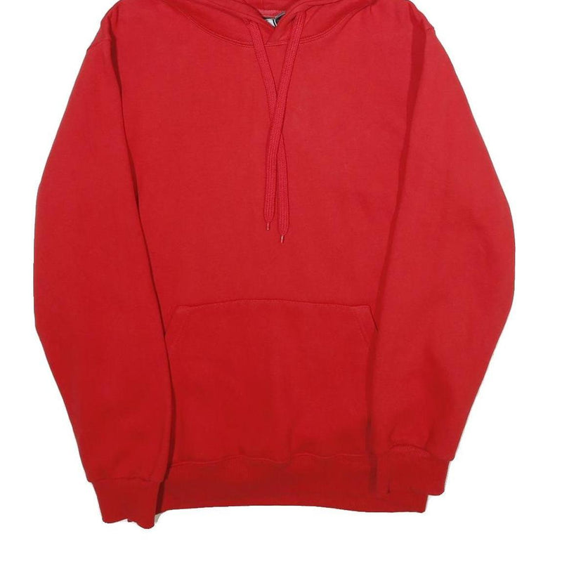 FP142 Mens Red Hoodie M Cotton Blend Pullover Drawstring Pocket Casual