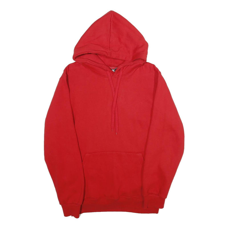 FP142 Mens Red Hoodie M Cotton Blend Pullover Drawstring Pocket Casual