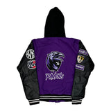 Ravens Unbranded Graphic Varsity Jacket - Large Black Leather