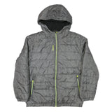 REEBOK Womens Grey Hooded Zip Jacket M Polyester Blend Quilted Lightweight