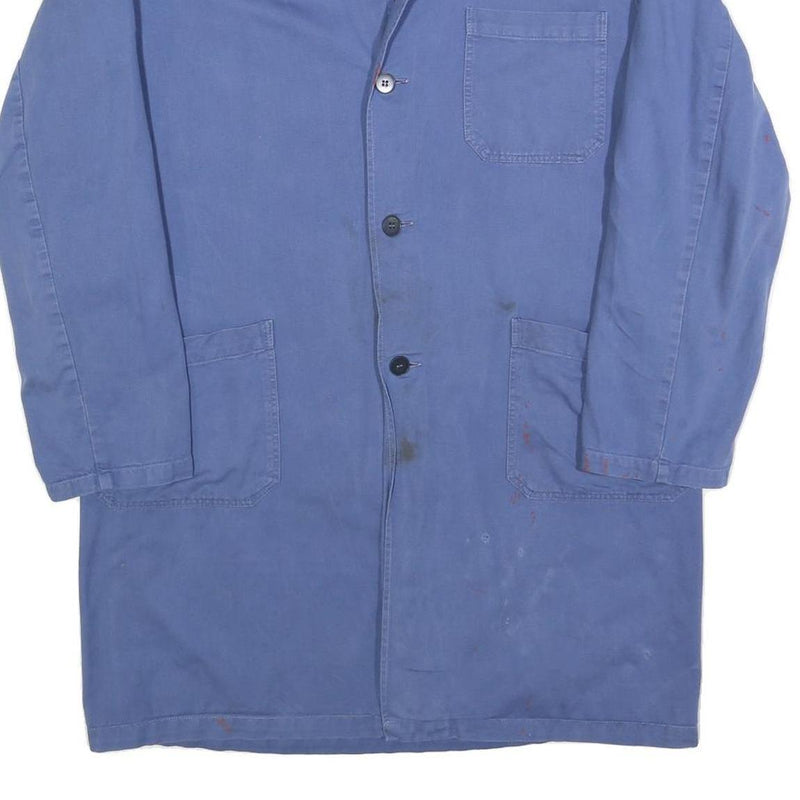 Mens Blue Cotton Blend Button Jacket M Plain Casual Workwear