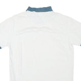 LEE Mens White & Blue Short Sleeve Logo Embroidered Polo Shirt L Cotton Blend