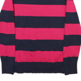TOMMY HILFIGER Womens Red & Navy Patterned V-Neck Regular Fit Jumper M Cotton