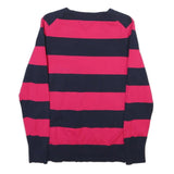 TOMMY HILFIGER Womens Red & Navy Patterned V-Neck Regular Fit Jumper M Cotton