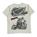 Motocross Honda Racing Graphic T-Shirt - Large Cream Cotton
