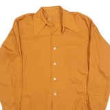 Womens Yellow Plain Long Sleeve Shirt L Classic Fit Polyester Casual Work