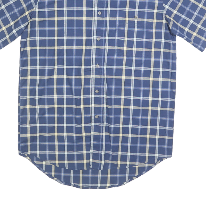 WRANGLER Mens Blue & Cream Check Shirt M Button Short Sleeve Cotton Casual