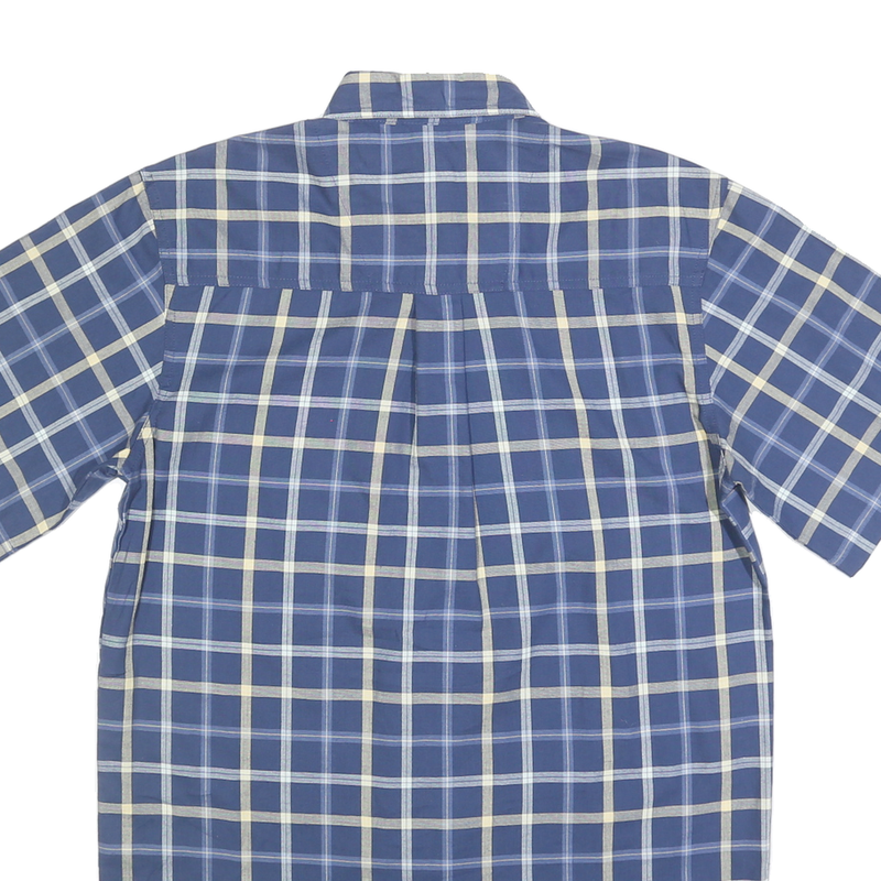 WRANGLER Mens Blue & Cream Check Shirt M Button Short Sleeve Cotton Casual