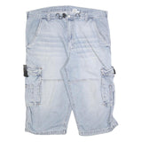 Mens Light Blue Cargo Shorts XL W38 Cotton Blend Relaxed Fit Multi-Pocket Casual