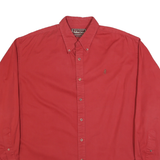 MARLBORO Mens Red Button-Down Cotton Blend Shirt 3XL Classic Casual Long Sleeve