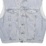 OXXY Mens Blue Denim Jacket L Cotton Classic Button Closure Sleeveless Denim
