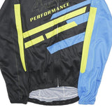 4UCYCLING Mens Black & Blue Performance Cycling Jersey M Long Sleeve Crew Neck