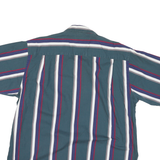 VAN HEUSEN Mens Blue White & Red Striped Cotton Blend Shirt L Stylish Summer