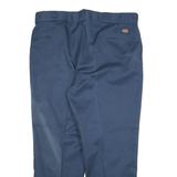 DICKIES Mens Navy Regular Fit Straight Leg Trousers W40 L29 Cotton Blend Zip