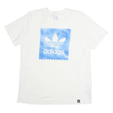 ADIDAS Mens White Blue Graphic T-Shirt XL Short Sleeve Crew Neck Cotton Casual