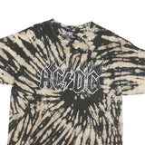 AC DC Mens Black & Beige Tie Dye Graphic T-Shirt L Short Sleeve Crew Neck Rock