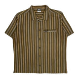 Jack Wolfskin Striped Short Sleeve Shirt - Large Brown Cotton