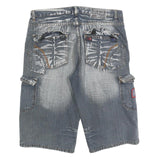 Mens Blue Casual Cargo Cotton Blend Shorts L W36 Pocket Detailing