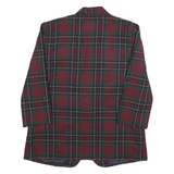 SAG HARBOR Womens Red & Green Checked Wool Blend Classic Jacket L Button Closure