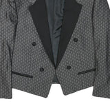 Mens Grey Black Houndstooth Tailored Jacket S Polyester Blend Formal Retro