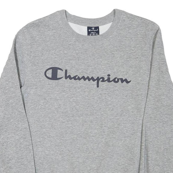 CHAMPION Mens Grey Crew Neck S Cotton Blend Sweatshirt Logo Print Casual