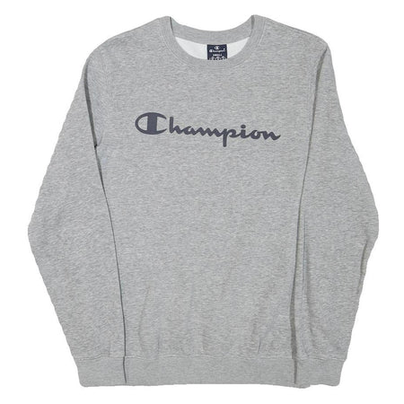 CHAMPION Mens Grey Crew Neck S Cotton Blend Sweatshirt Logo Print Casual