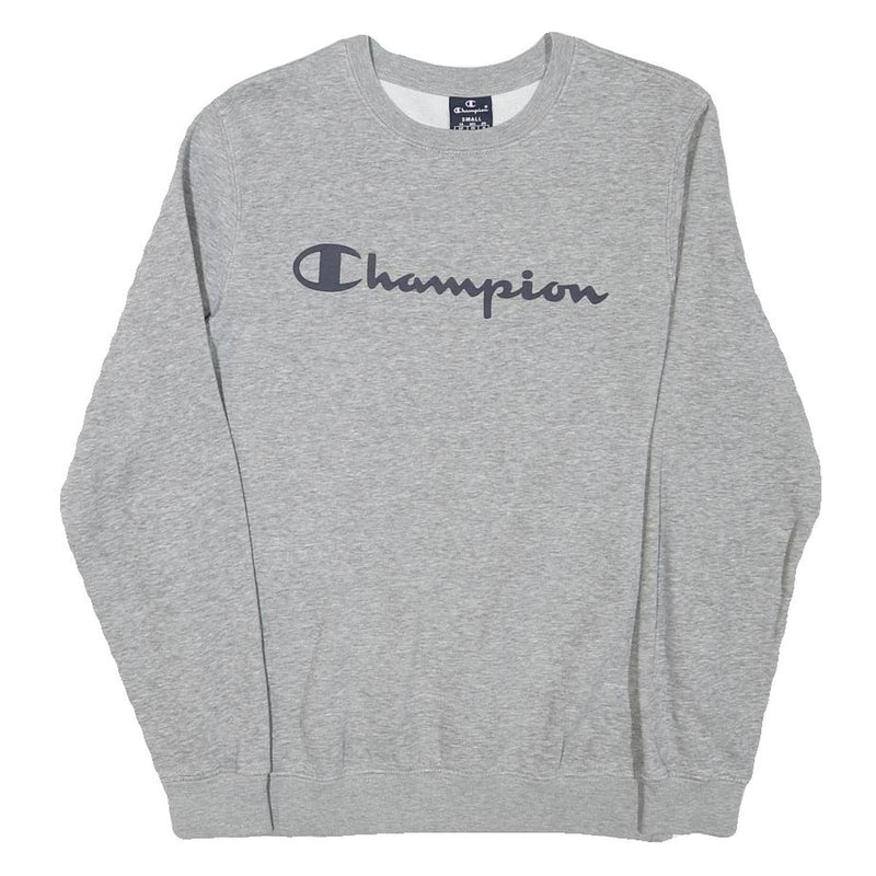 CHAMPION Mens Grey Crew Neck S Cotton Blend Sweatshirt Logo Print Casual