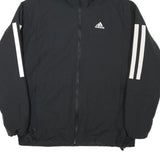 ADIDAS Mens Black Jacket S Polyester Blend Plain Zip Hooded Sports Casual