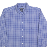 NAUTICA Mens Blue Check Shirt M Cotton Blend Button-Down Collar Long Sleeve