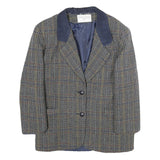 INTERNATIONAL SCENE Womens Blue & Grey Check Button Jacket M Cotton Tailored