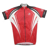 CASTRELLI Mens Red & White Graphic Cycling Jersey S Short Sleeve Zip Neck
