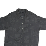 VAN HEUSEN Mens Grey & Black Patterned Cotton Shirt XL Button Up Casual