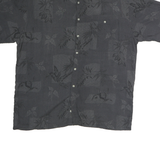VAN HEUSEN Mens Grey & Black Patterned Cotton Shirt XL Button Up Casual