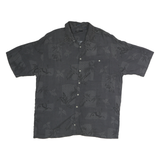 VAN HEUSEN Mens Grey & Black Patterned Cotton Shirt XL Button Up Casual