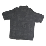 VAN HEUSEN Mens Grey & Black Patterned Cotton Shirt XL Button Up Casual