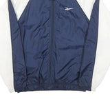 REEBOK Mens Blue & White Track Jacket M Polyester Blend Zip Plain Athletic